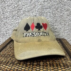 Vintage Freshjive Snapback Hat Mens Beige Card Suits Poker Made in USA Cap